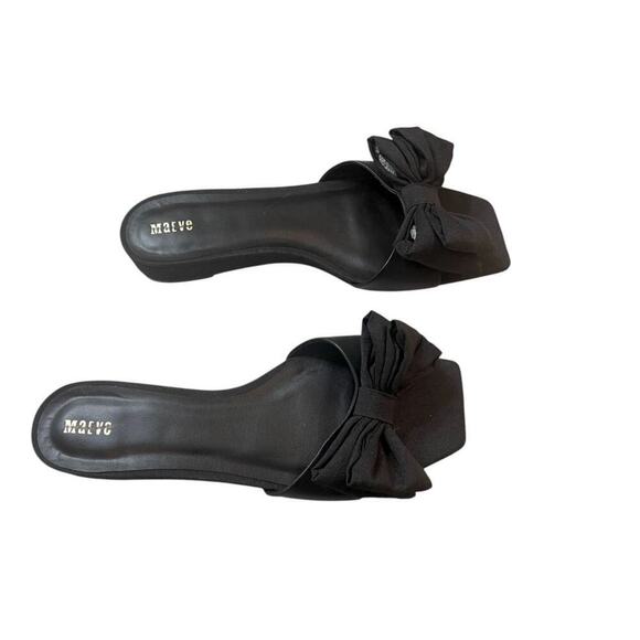 Maeve by Anthropologie Bow Micro Wedge Sandals in Black Size10 NEW - Picture 6 of 9